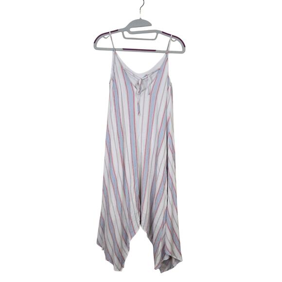 Women's Soprano White Striped Spaghetti Strap Shark Bite Dress | Size Small - Picture 2 of 9